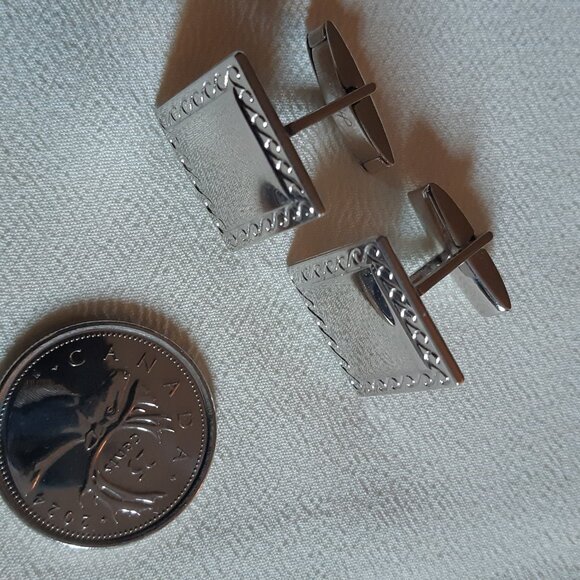 Anson Vintage Cuff Links Silver Tone Metal 3/4 Inch Square ⚡️BUY 3 for $35⚡️ - Picture 5 of 9